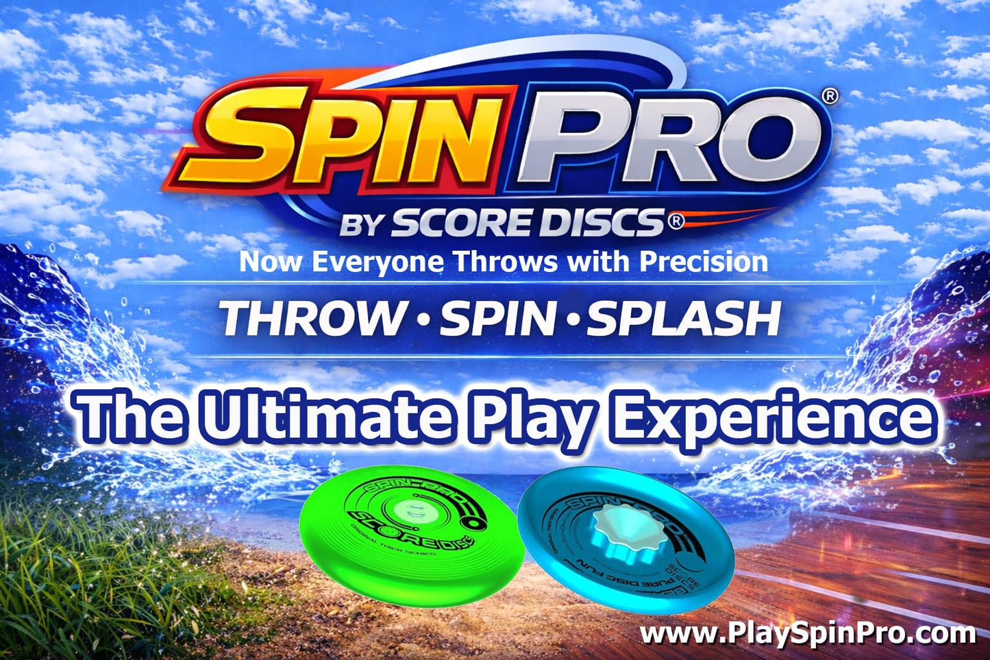 SPIN PRO - The Ultimate Play Experience. Throw with Precision! Spin Tricks! Soft and Durable, Waterproof, Floats, Play Anywhere! Upgrade Your Fun! (Pink)