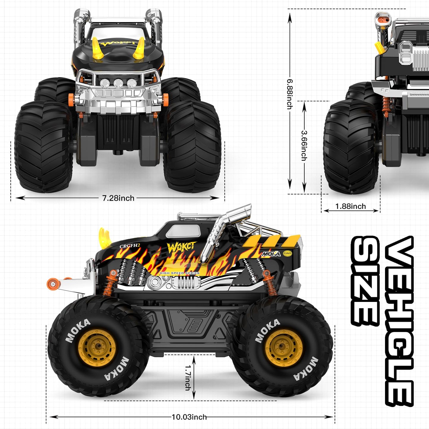 Amphibious 1:16 Waterproof Monster Truck Toys RC Car Water Blaster Trucks 60+ Min Runtime with 2 Batteries 360 Spin 4WD All Terrain Off-Road Pickup rc car Toy 5-12 Year Old Kids Gifts Children's Day
