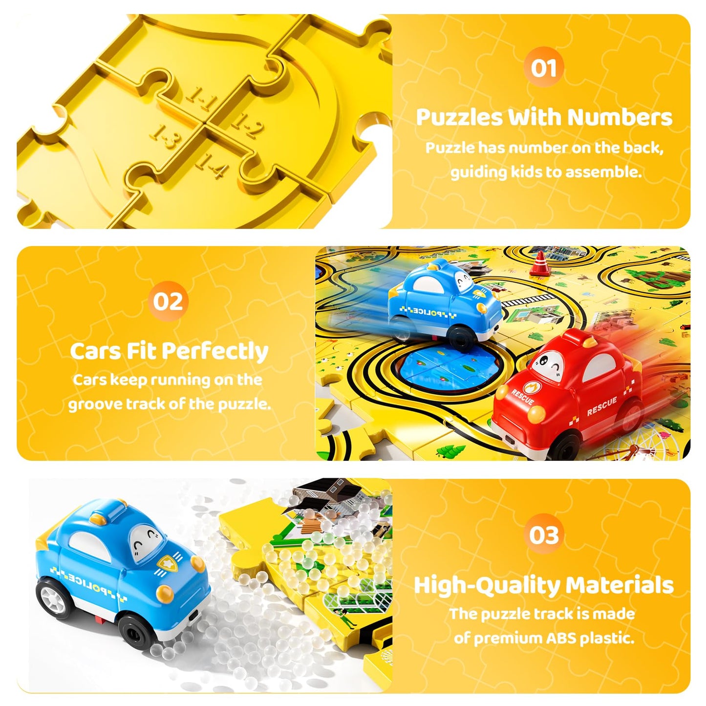 Beby Buty 48PCS Puzzle City Racer Car Track Set Toys for Kids, Toys Gifts for 3 4 5 Year Old Boys, Puzzle Racer Kids Car Track Set Ages 3-5 4-6, 3 4 5 Year Old Boys