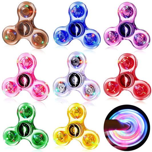 Gigilli 8 Pack Fidget Spinners for Kids 4-8-12, Goodie Bag Stuffers LED Light up Party Favors Fidget Toys Bulk for Kids Adults, Glow in the Dark Fidgets for Classroom Prizes