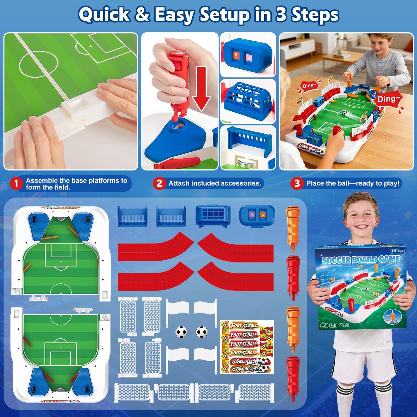 Soccer Board Game for Kids, Mini Foosball Tabletop Game Toy Interactive Pinball Soccer Toy with Score Counter & Dual Flipper, Indoor Family Tabletop Game, Birthday for Boys Girls Ages 6-12