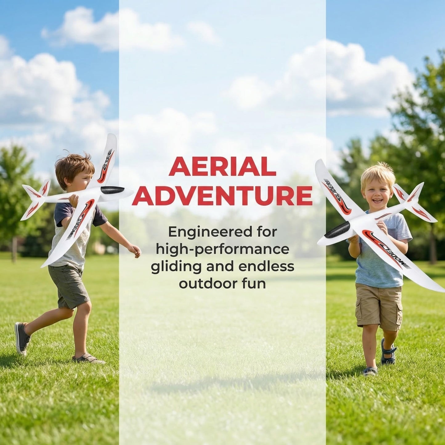 BESPORTBLE 2 Pack Kids Foam Airplane Toys 39 Inch Hand Throw Glider Planes for Outdoor Play and Hand-Eye Coordination