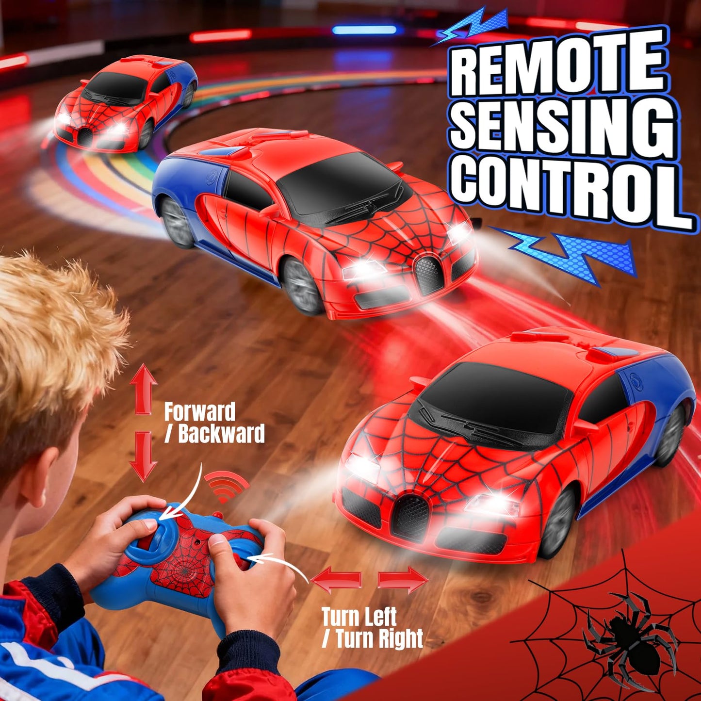 Gretex Remote Control Car Toy for Kids: Spider RC Cars for Boys Age 4-7 Toy Cars for Boys Age 4-7 Racing Car Toys Spider Toys for Boy 4-6 Birthday Gift for 3 4 5 6 7 8 Year Old Boy Girls, Red