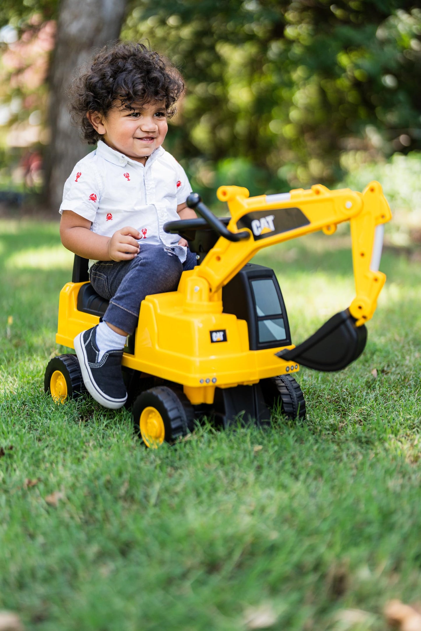Best Ride On Cars CAT Excavator Push Car – Licensed Caterpillar Ride-On Digger Toy for Kids with Rotating Bucket & Under-Seat Storage – Construction Vehicle for Toddlers