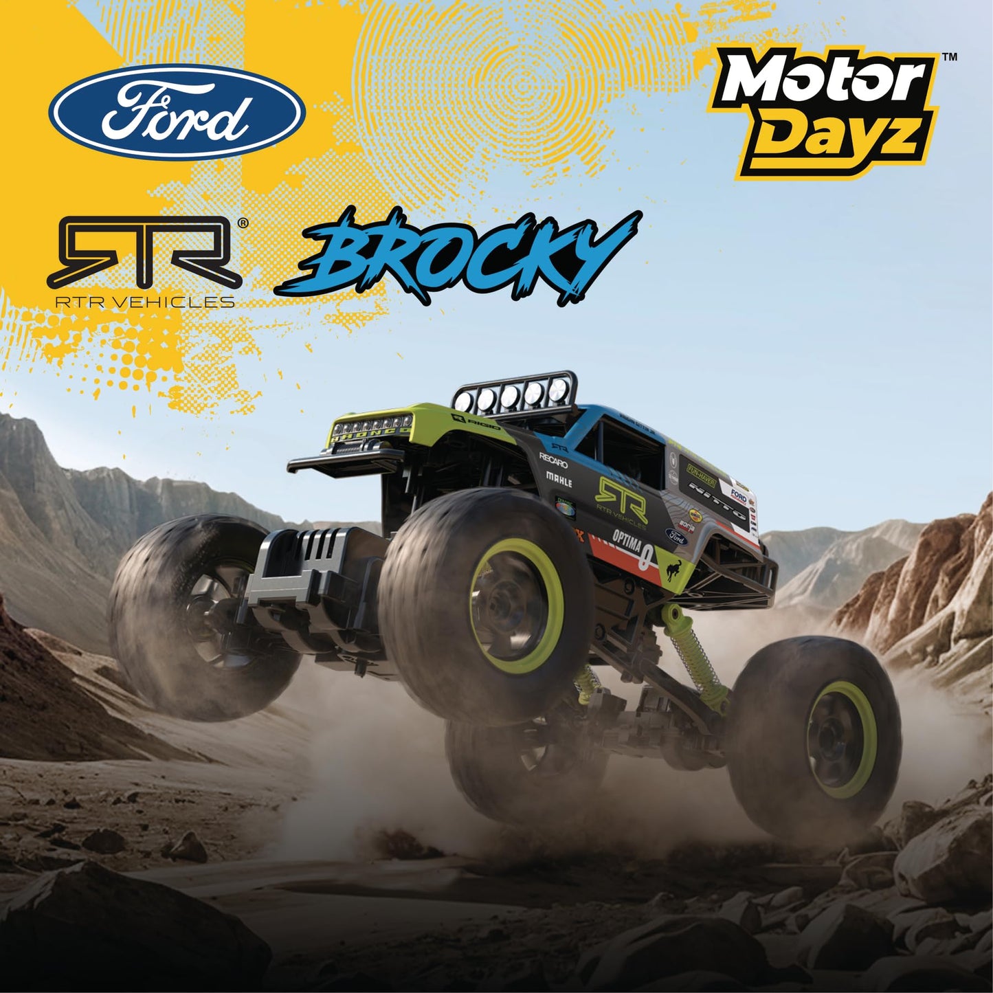 Motor Dayz Vaughn Gittin Ford Bronco RC Truck – 1:15 Scale 4WD Remote Control Car, Officially Licensed Bronco “Brocky,” 2.4GHz Full-Function Control, USB Rechargeable, Ready to Run