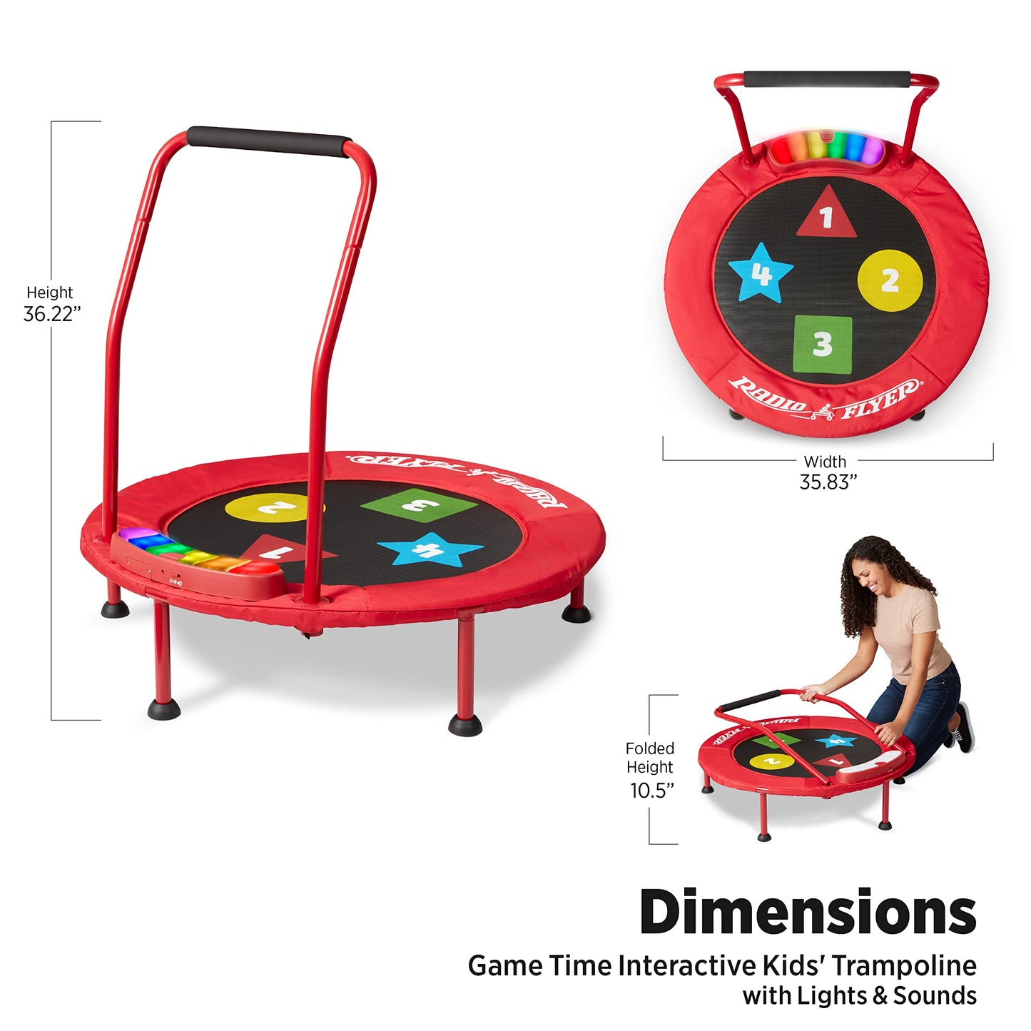 Radio Flyer Game Time Trampoline, Mini Trampoline for Toddlers, Ages 3-6 Years