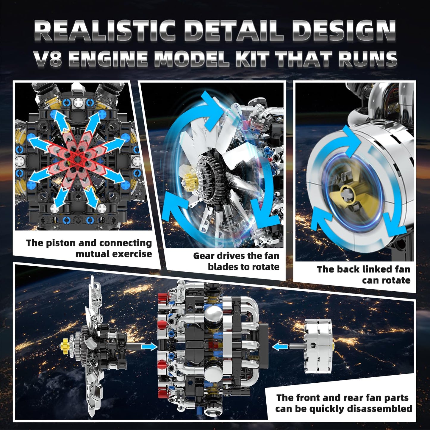 Turbojet Engine Building Set, Aircraft Engine Model kit that Run, Build Your Own Mini Aircraft Model Engine Kit with Motor, STEM Mechanical Physical Science Educational Toys for Kids Adults (558 PCS)