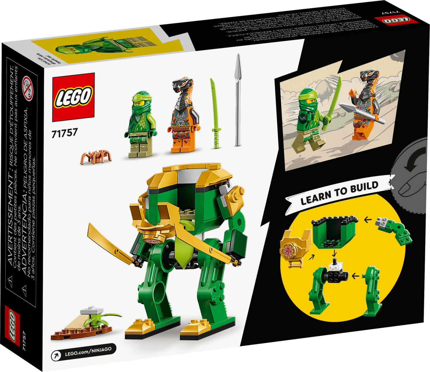 LEGO NINJAGO Lloyd’s Ninja Mech Battle Action Figure Toy 71757 for Kids, Boys and Girls Ages 4 Plus with Snake Figure and Minifigure, Gifts for Preschoolers