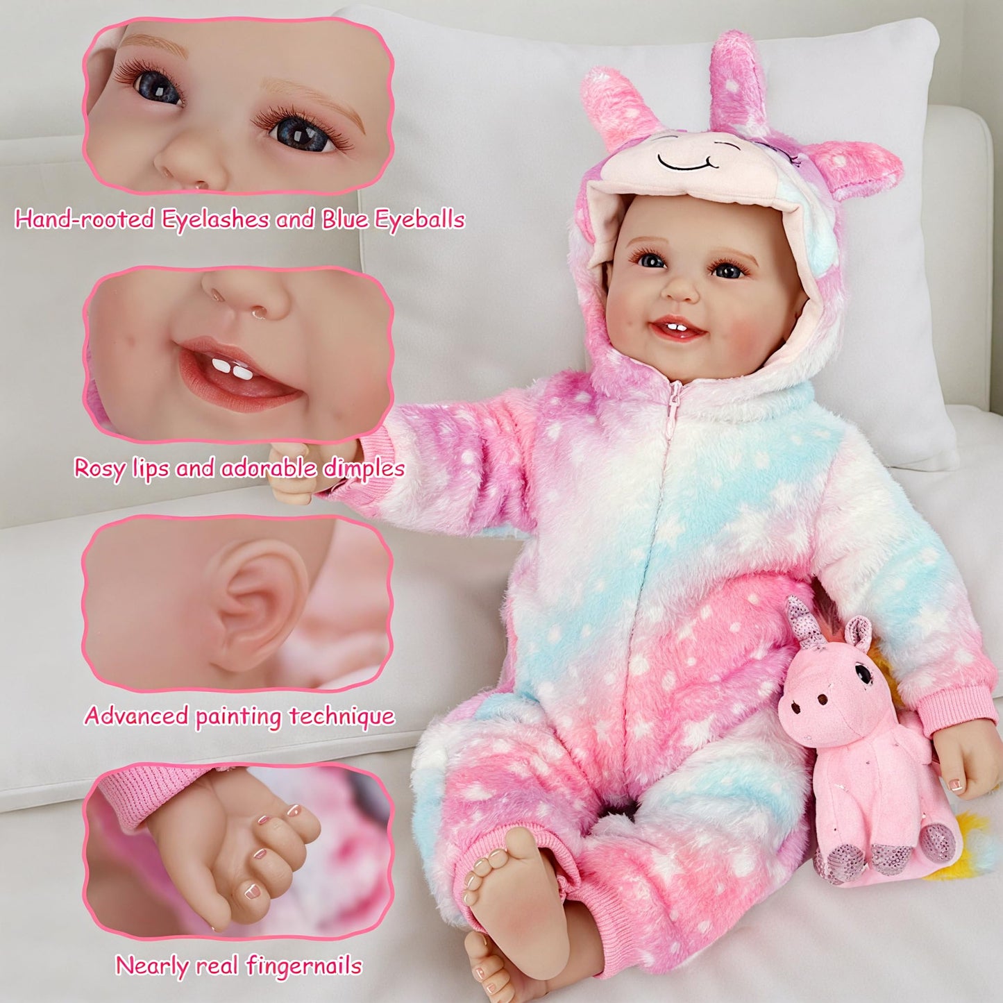 KidCuddz Realistic Reborn Baby Dolls - 18 Inch Soft Cloth Body Real Life Doll, Lifelike Newborn Baby Doll for Girls 3+ Years with Accessories