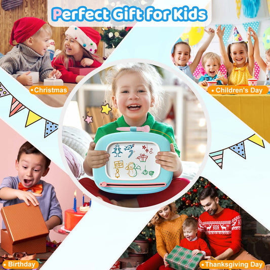 Kikidex Toddlers Toys Age 1-3, Magnetic Drawing Board, Doodle Board Pad Learning and Educational Toys for 1 2 3 Year Old Baby Kids Birthday Gift (Mint Blue)
