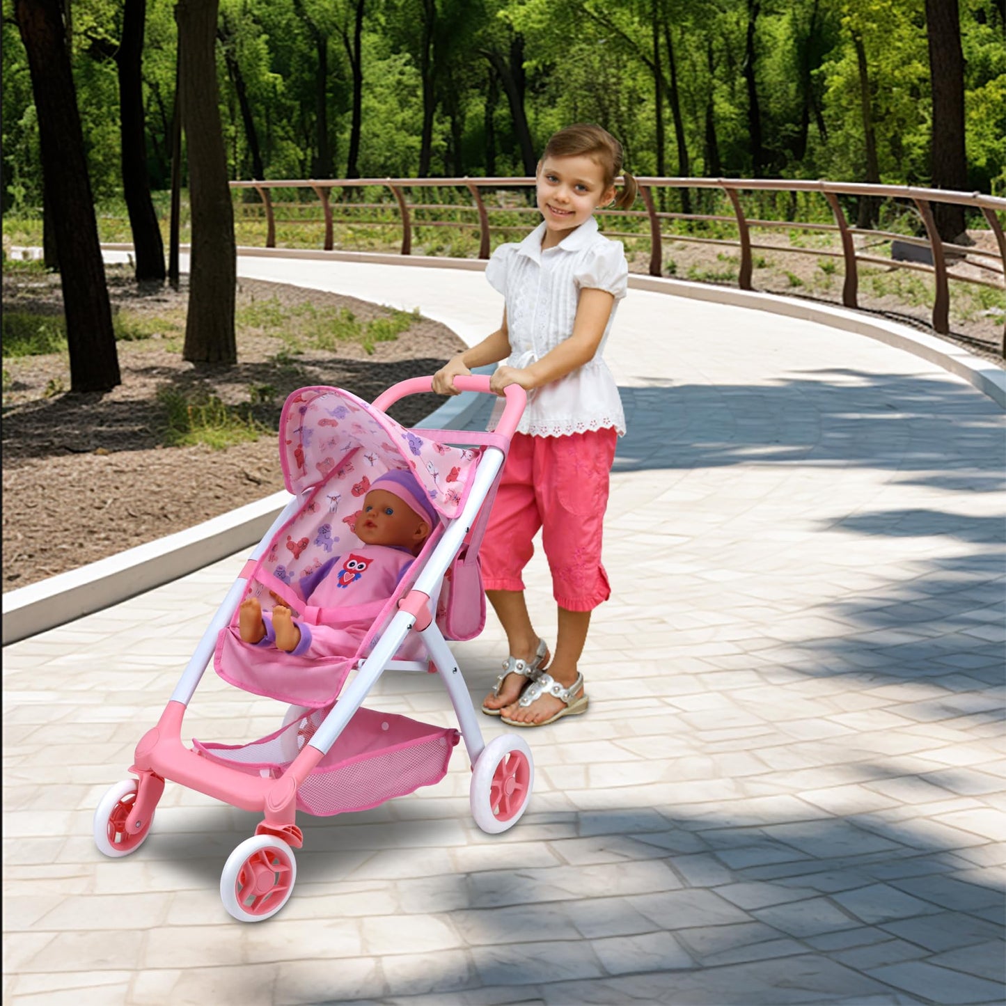 ANIVIA Baby Doll Stroller, Toy Carriage for Kids Baby Doll Stroller for 18 inches American Girl Dolls with Multi Function