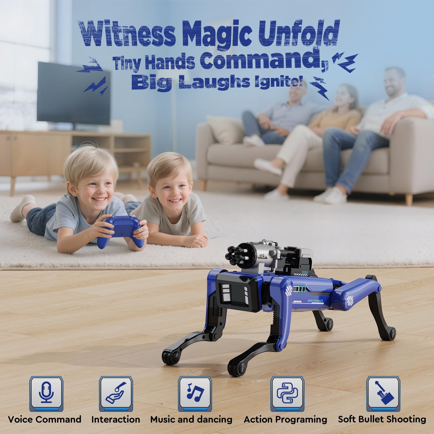 TUEESN Smart Robot Dog - Interactive STEM Toys with Voice & Remote Control, 30+ Lifelike Actions, Programmable Play, 25m Range, Durable & Safe - Best Gift for Kids 6-12