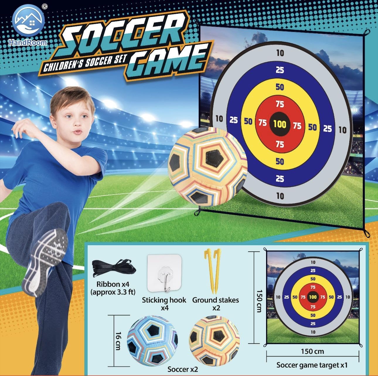 MHM's Ultimate Soccer Bullseye Indoor Outdoor Game Mat - Premium Practice Mat - Ideal Soccer Practice for Home Use (ScoreMax Soccer Bullseye)