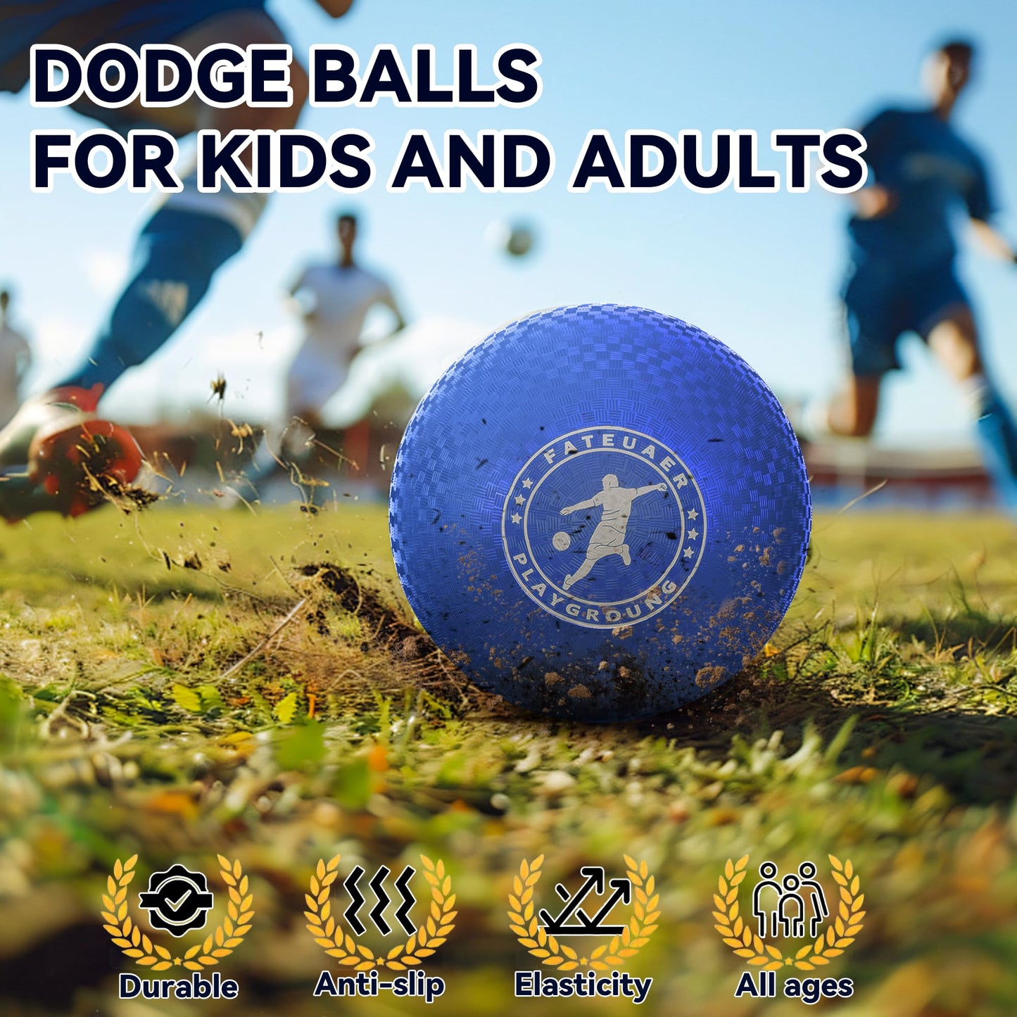 FATEUAER 10 Inch Kickball Set, Playground Ball with Carrying Bag, Dodge Balls for Kids and Adults, Bouncing Sport Handball and Toy Ball, Outdoor Balls Official Camps (10 Inch Red&Blue 4 Pack)