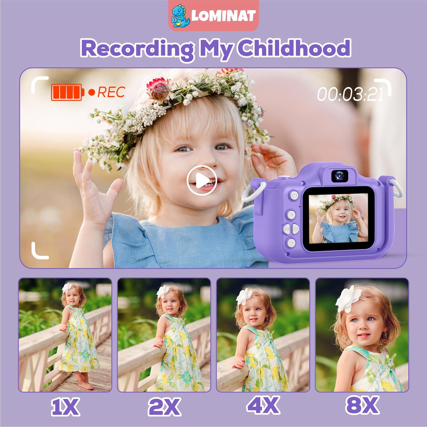 Unicorn Kids Camera for Girls Age 3-12, Selfie Camera for Girls 1080P HD Kids Video Camera – Christmas Birthday Toy for 3 4 5 6 7 8 Year Old Digital Camera for Toddlers with 32GB SD Card – Purple