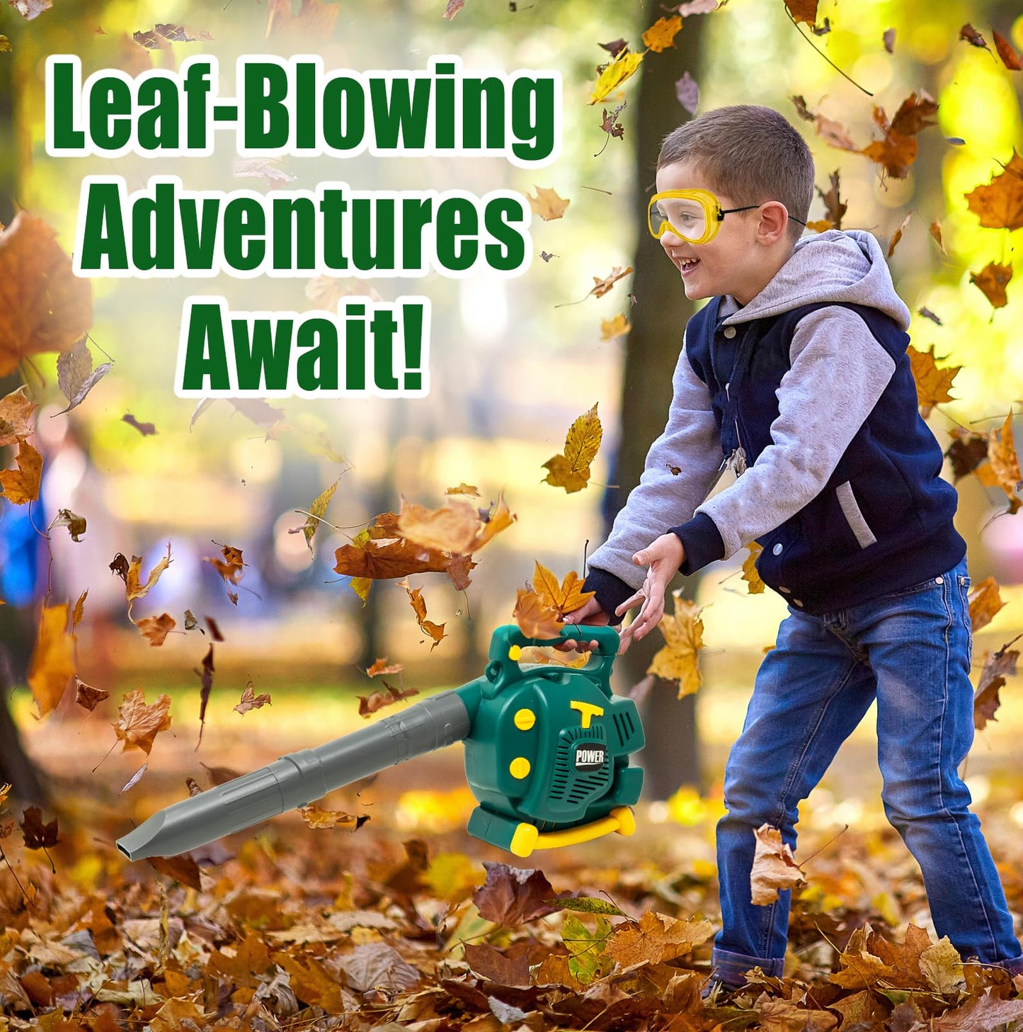 TeganPlay Kids Leaf Blower Toddler Landscaping Gardening Tools and Equipments Includes Mask Safety Goggles and Earmuffs
