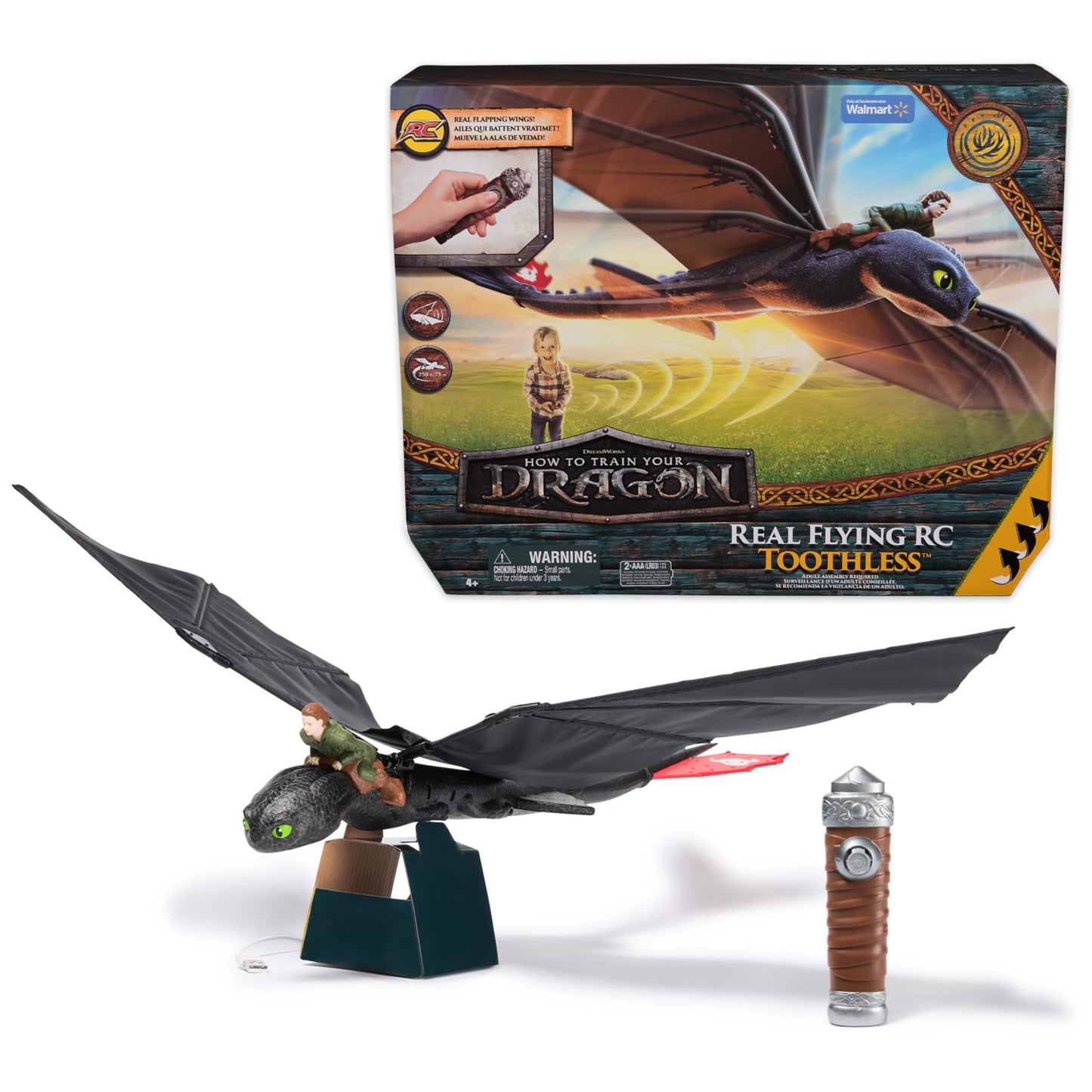 DreamWorks Dragons - How to Train Your Dragon - Krokmou Flying Figure 76 cm - Radio Controlled Figure with Flying Wings and Adjustable Tail - Realistic Movements - Children's Toy Ages 4+