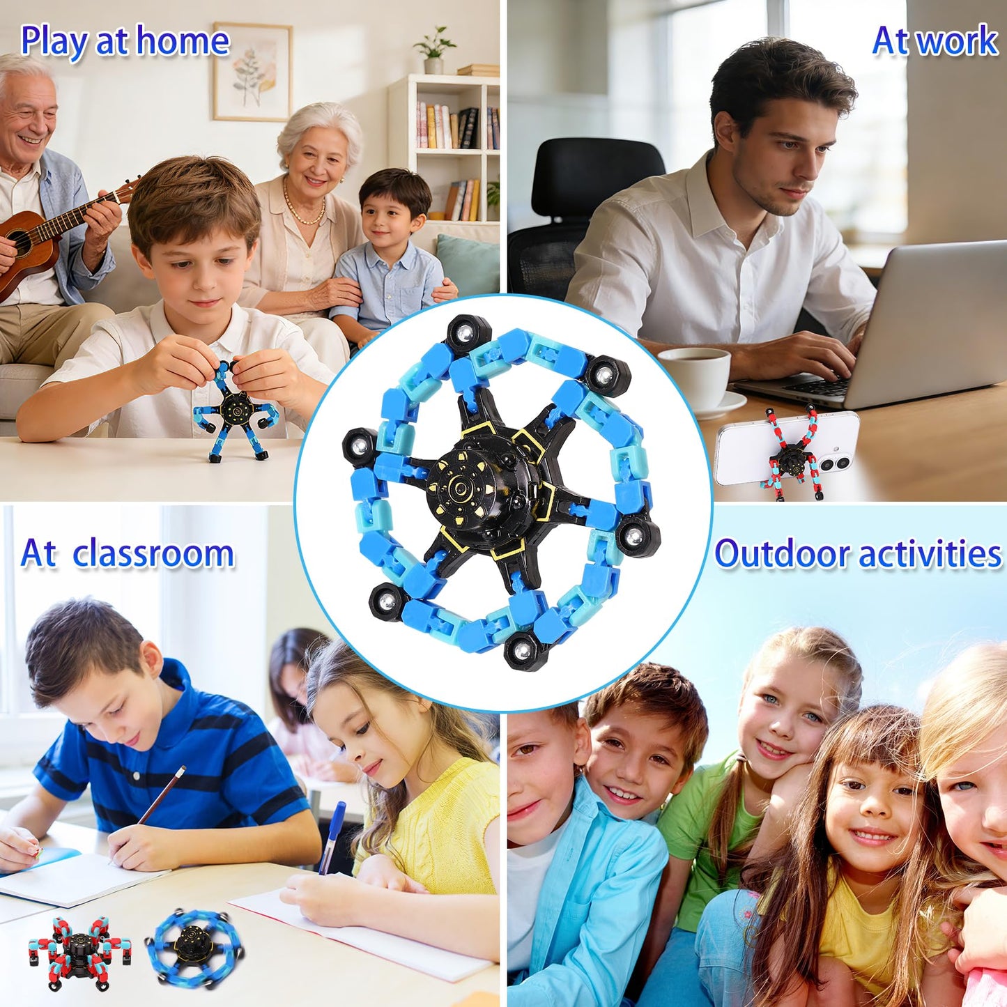 Easter Basket Stuffers for Kids, Transformable Fidget Spinners for Party Favors, Goodie Bag Stuffers, Classroom Prizes, Birthday Gifts, Stress Relief Sensory Toys for Boys & Girls (Glow 12PCS)