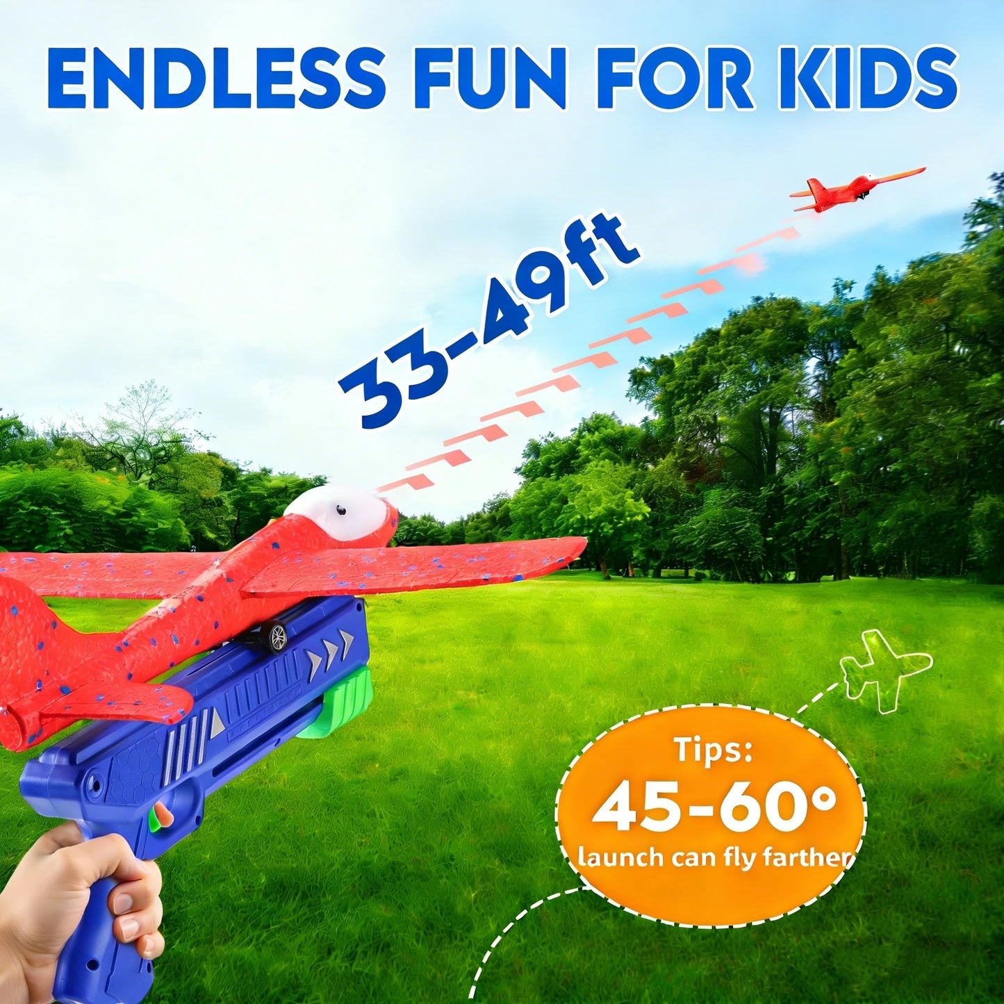 SYHLN 3 Pack Airplane Launcher Toys for 4 5 6 7 8 Year Old Boys Gifts: Airplane Shooter with 3 LED Foam Glider Planes for Kids - Outdoor Flying Toys Boys Birthday Present Gifts Age 4 5 6 7 8 9