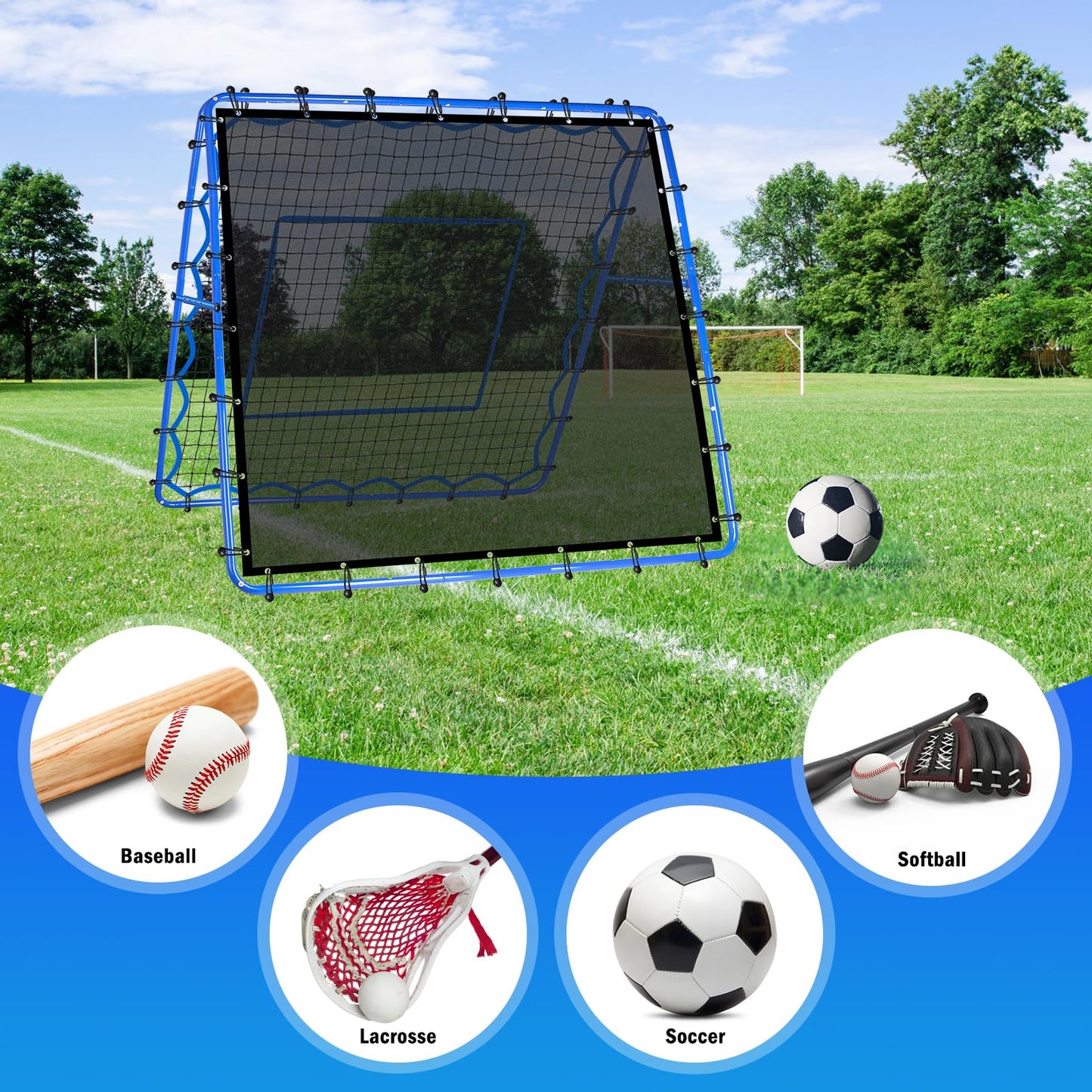 5x5FT Dual-Sided Soccer Volleyball Rebounder Net, Fast & Slow Rebound Baseball Pitchback Speed Training for Control, Passing Practice, Easy Setup Lacrosse Bounce Back Net Practice Equipment Gifts