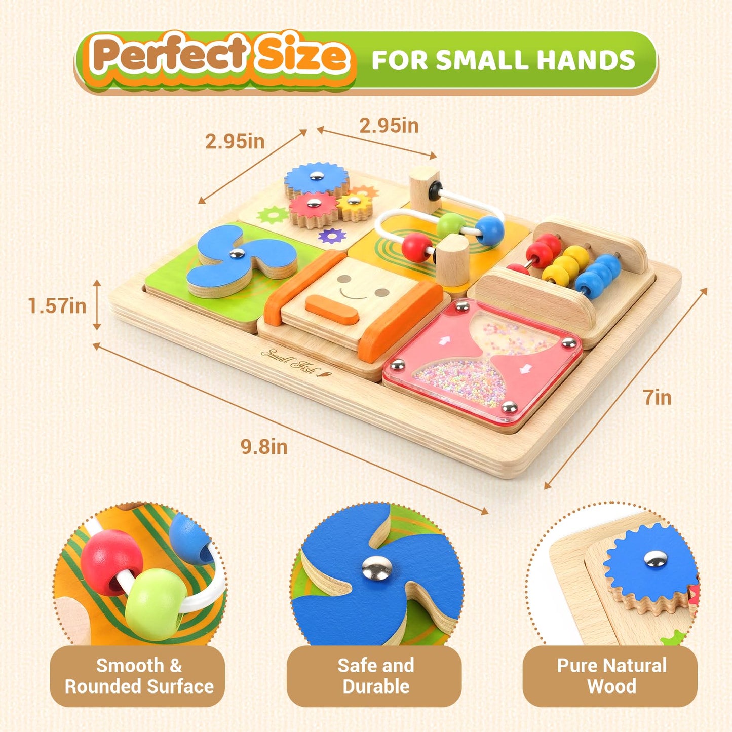 Montessori Busy Board for 1 Year Old: Modular Sensory Activity Board for Babies, Sorting & Stacking Toys for Toddlers 1-3, Learning Fine Motor Wooden Toys, Toddler Plane Activities Gifts Girls Boys