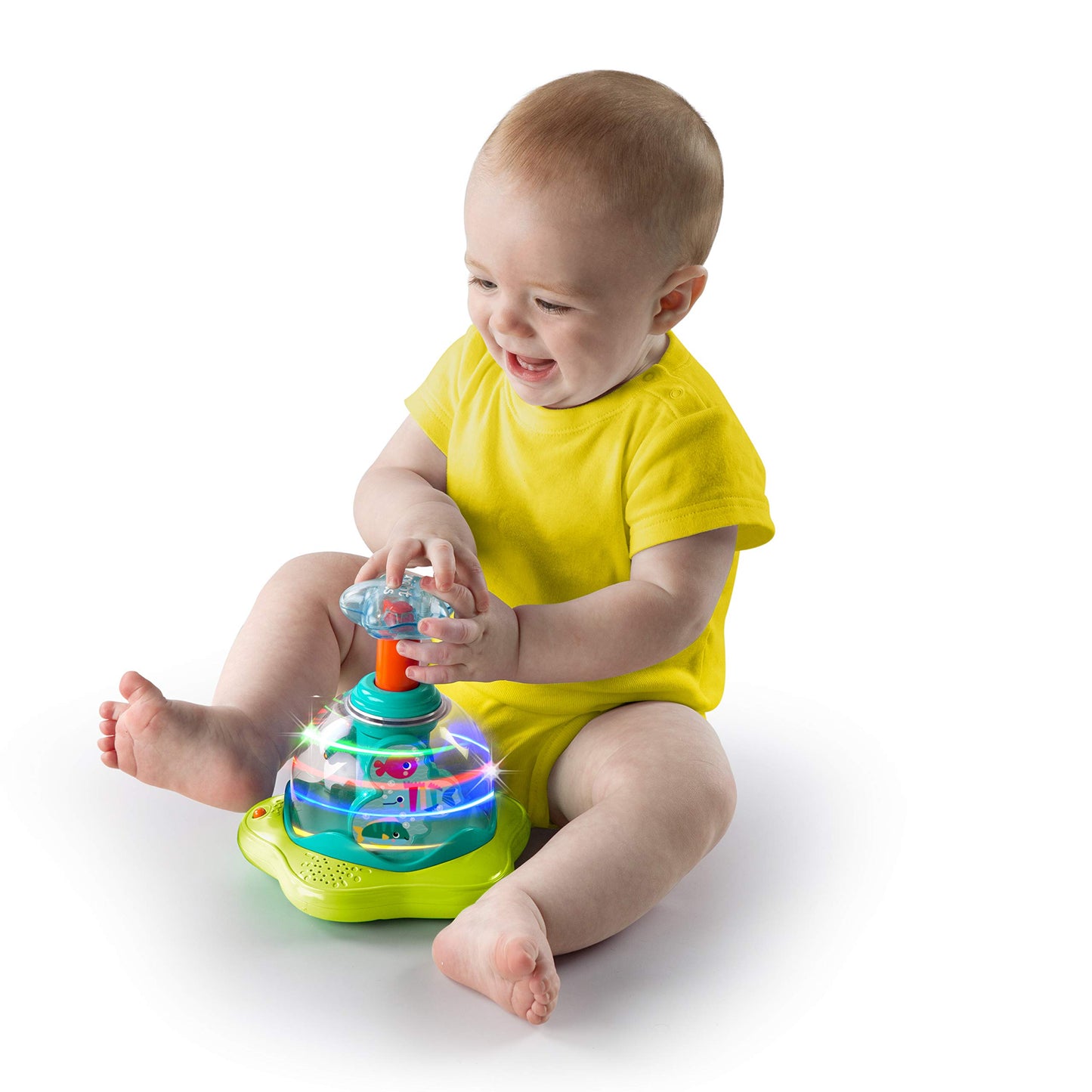 Bright Starts Press & Glow Spinner Cause and Effect Musical Baby Toy,Age 6 Months+,(Pack of 2)
