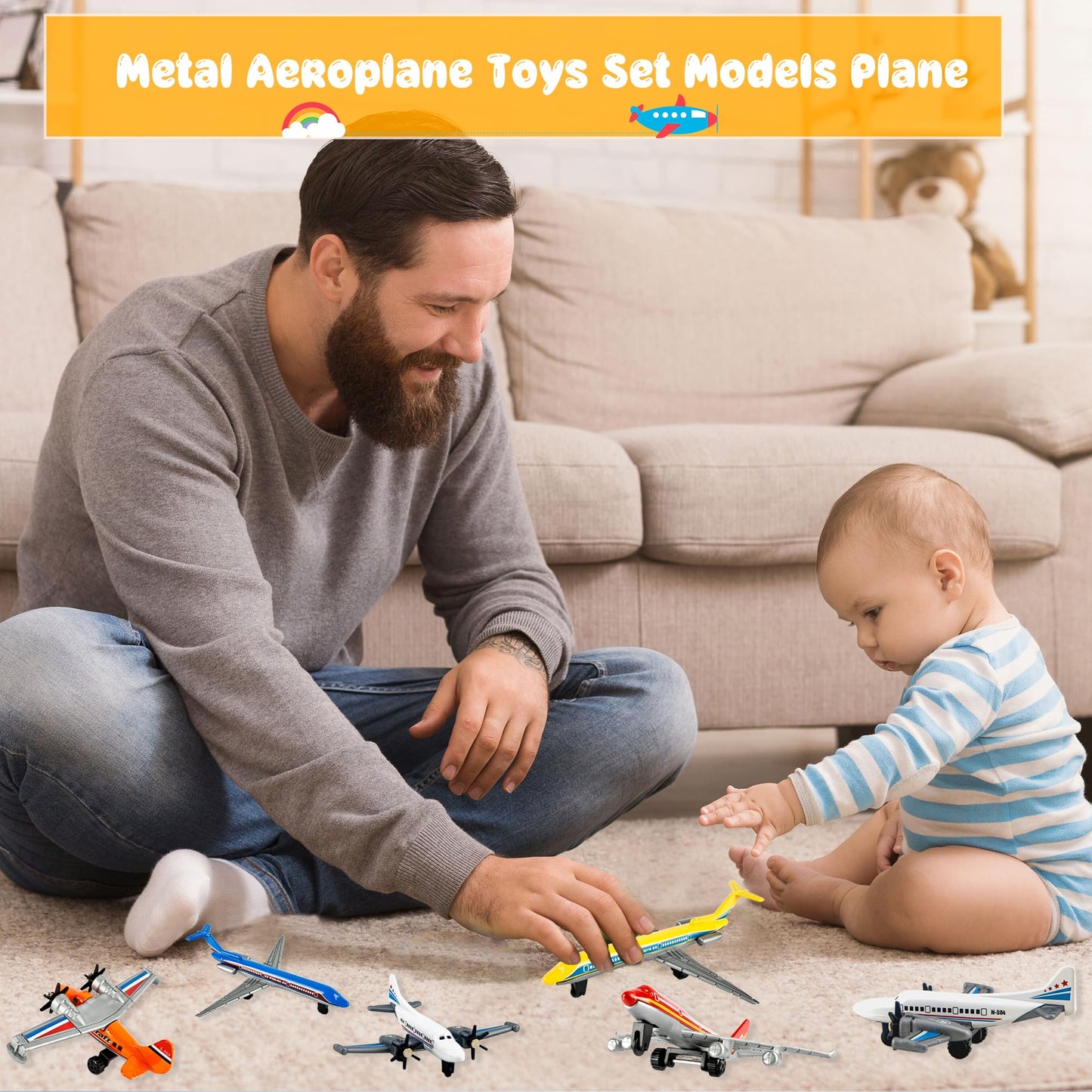 24 Pack Diecast Airplane Model Alloy Airplanes Toy for Kids Birthday Children's Day Party Favor Educational Fun Gifts Classroom Rewards