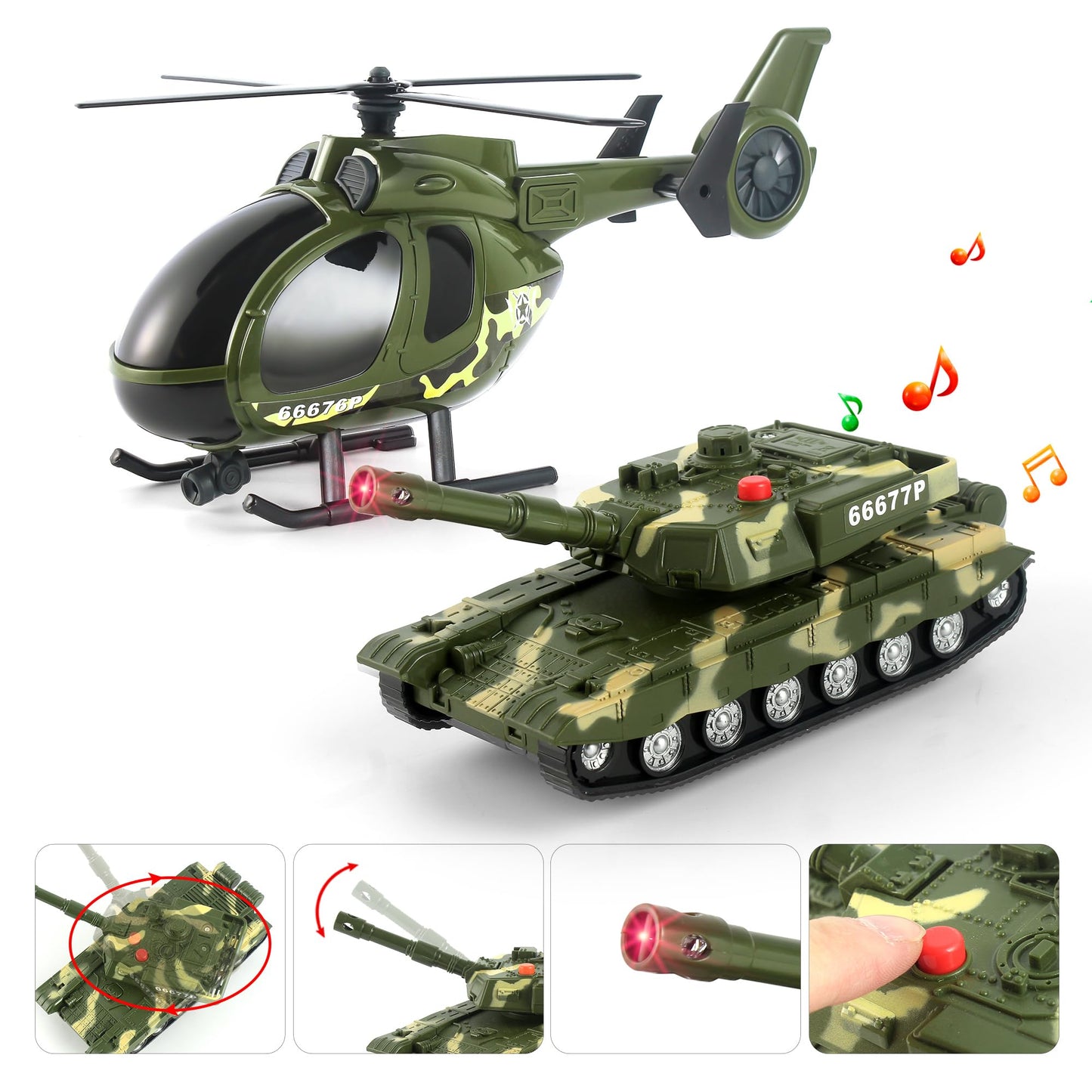 Dwi Dowellin Green Military Big Truck Toys,25.6" Semi Truck Toy with Helicopters and Tank,Army Toys with Lights & Sounds,Birthday Gift for 2 3 4 5 Years Old Boys and Girls