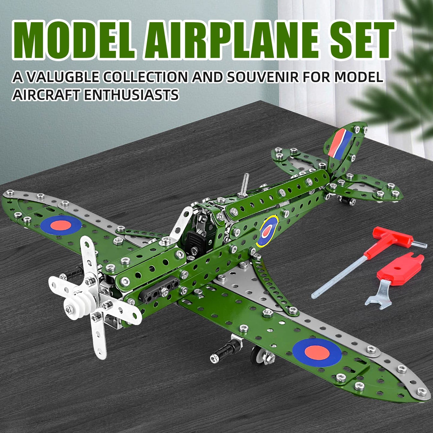 Ferthor Fun STEM Building Toys Model Airplane Kits for Boys 8-12,Airplane Model Scale 1:32 Metal Building Kit,Erector Sets Model Planes for Kids 8-12,Best Airplane Gifts for Hurricane Fighter Fans