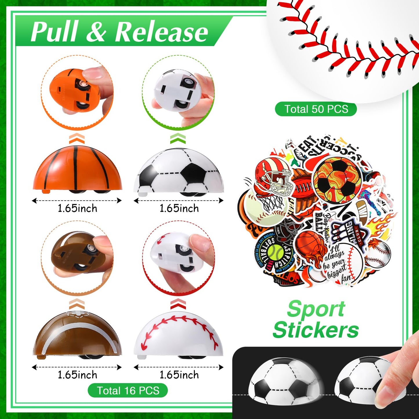 Aoriher 162 Pcs Sport Party Favors, Sport Gift Bag Fillers Foam Basketball Soccer Baseball Football Tattoo Stickers Keychains Sticker Charm Bracelets Wristband Pull Back Cars for Party Supplies