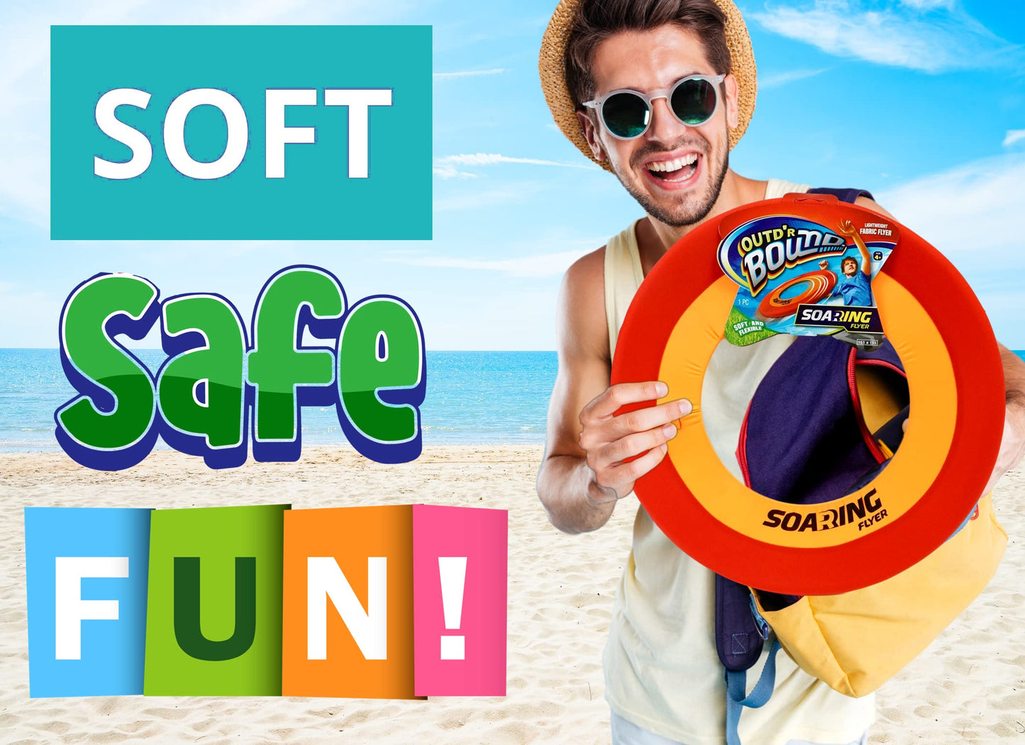 JA-RU Soft Giant Frisbee Throwing Disc 16" (3 Unit Assorted) Soaring Flyer Splash Fun Aqua Flyer Lightweight. Flying Discs for Kids & Adult Toys. Safe Easy and Professional. Plus Bouncy Ball.5138-3p