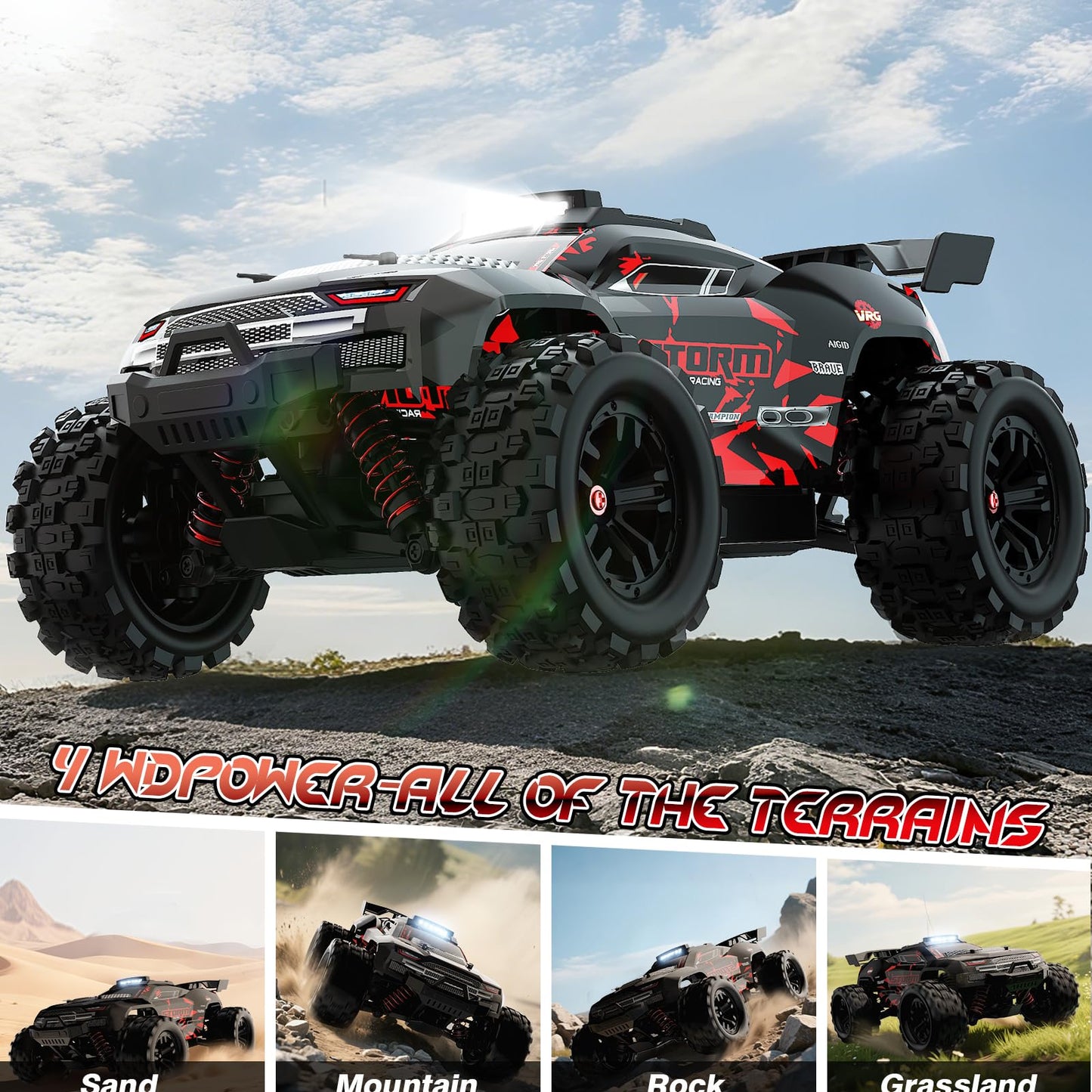 Remote Control Car 1:18 All Terrain RC Cars, 40 KPH High Speed Remote Control Truck, 4WD Electric Vehicle, Off-Road RC Truck with 2 Rechargeable Batteries, 2.4Ghz Remote Control Car for Kids & Adults