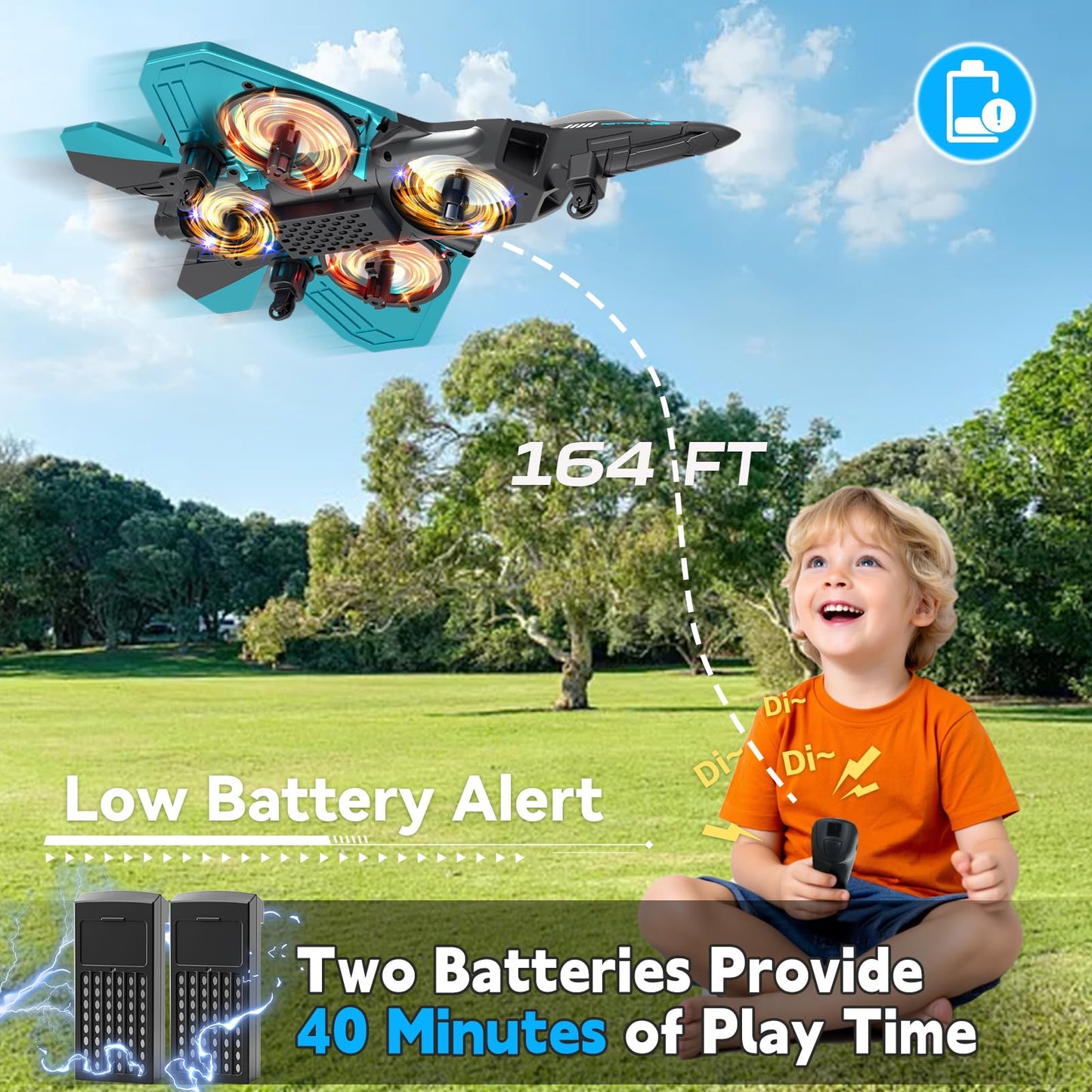 4DRC V17 Foam Remote Control Airplanes RC Planes for Kids Adults 4-7 8-16, RC Airplane Fighter Jet with Light, 360° Flip Fighter Jet Toy, Gravity Sensing, Stunt Roll, Airplane Toy Gifts for Kids Boys