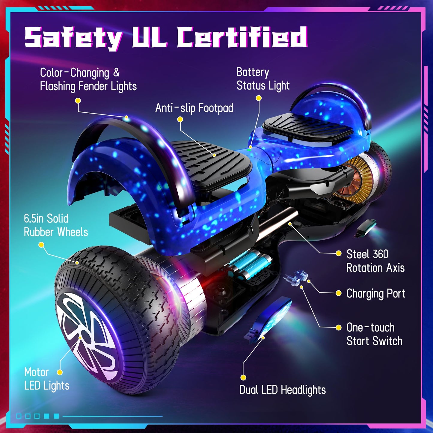 SISIGAD Scooter, 6.5" Flash Wheels & Corlorful LED Lights, All for Girls Boys Kids Ages 6+