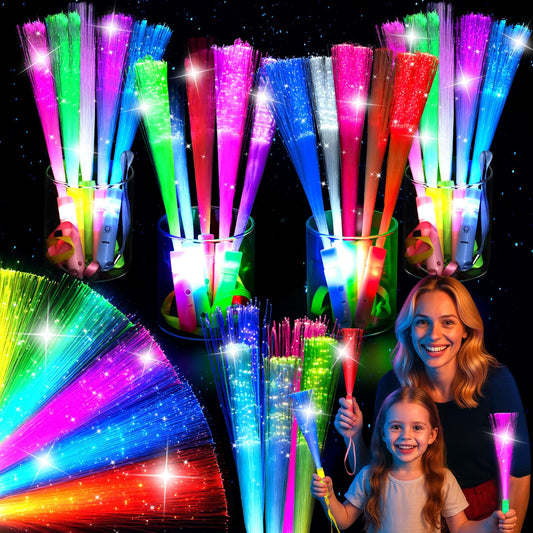 LovesTown 12PCS Glow Sticks Party Supplies, 3 Modes Colorful Flashing LED Light Up Sticks Glow in the Dark Toys Fiber Optic Wand for Kids Party Favors Wedding Birthday