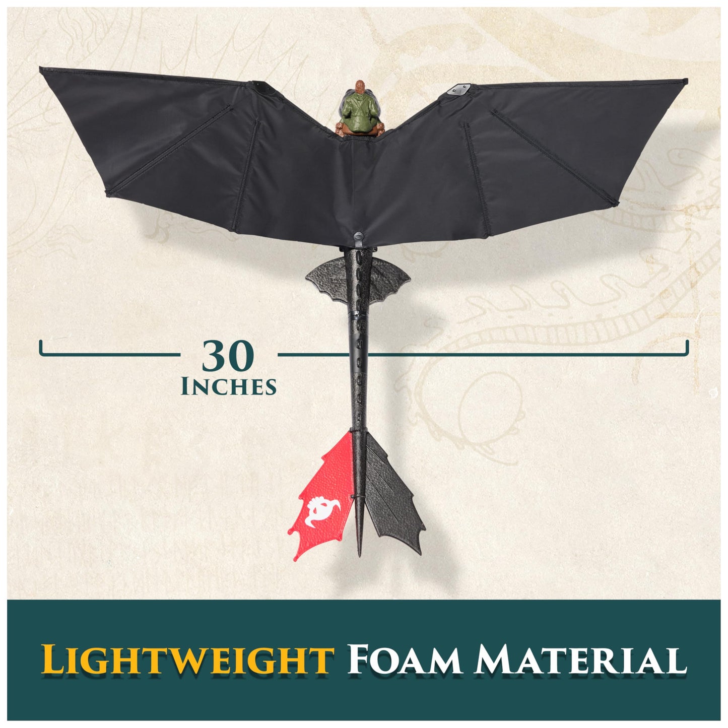DreamWorks Dragons - How to Train Your Dragon - Krokmou Flying Figure 76 cm - Radio Controlled Figure with Flying Wings and Adjustable Tail - Realistic Movements - Children's Toy Ages 4+
