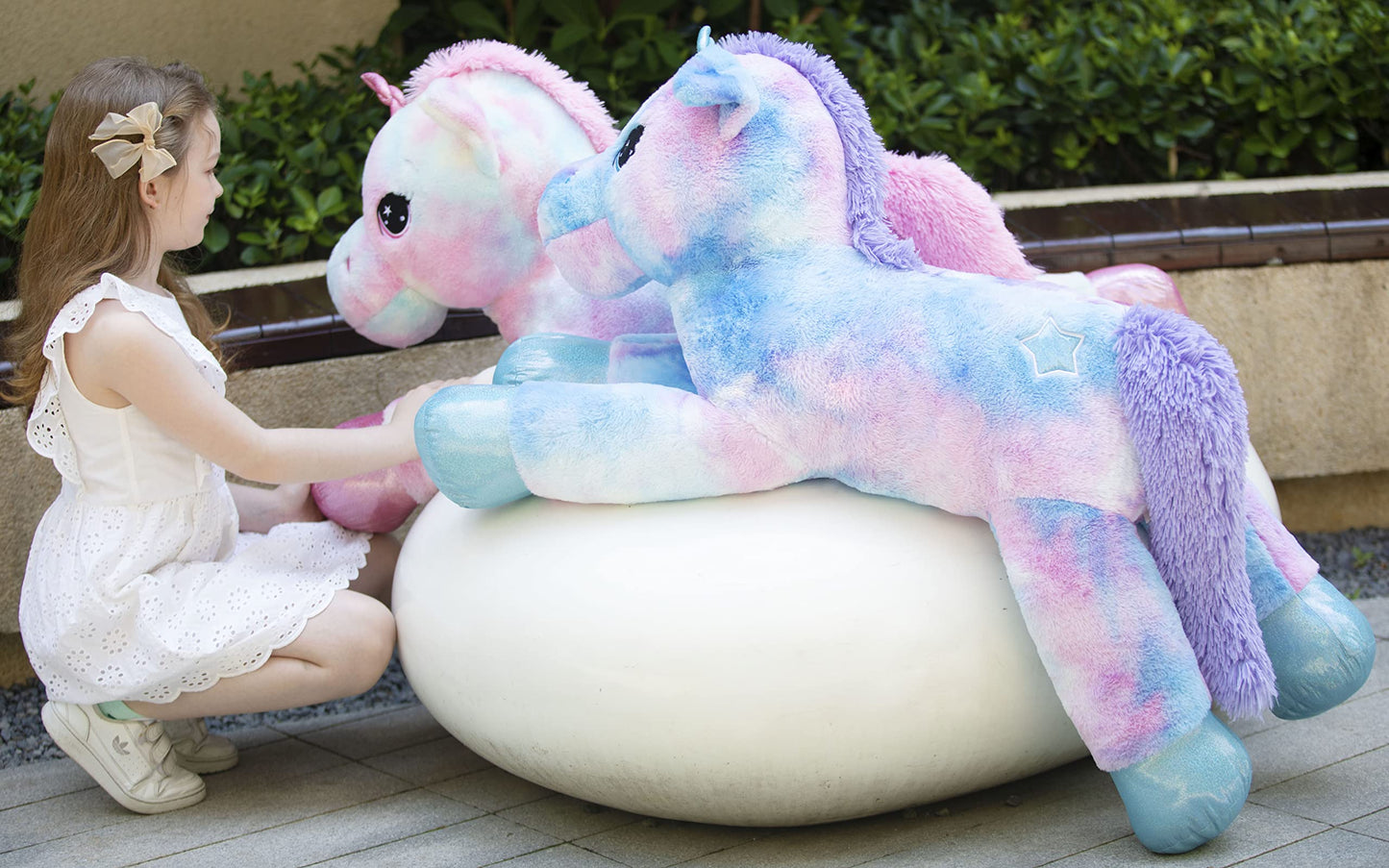Tezituor 43in Giant Unicorn Stuffed Animal, Big Stuffed Unicorn Toys for Girls and Women, Rainbow Purple Unicorns Plush Gifts for Valentines Day, Christmas, Birthday and Party