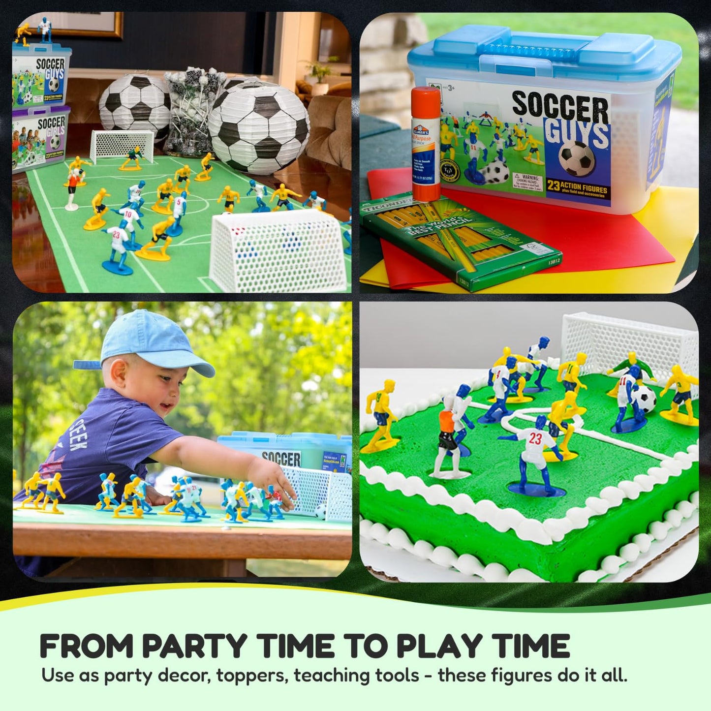 Kaskey Kids Soccer Guys, Blue vs. Yellow, 27 Pieces in Each Set, Includes 2 Teams, Accessories, and Travel Storage Case, Nostalgic Sports Action Figures for Imaginative Play, Ages 3 and Up