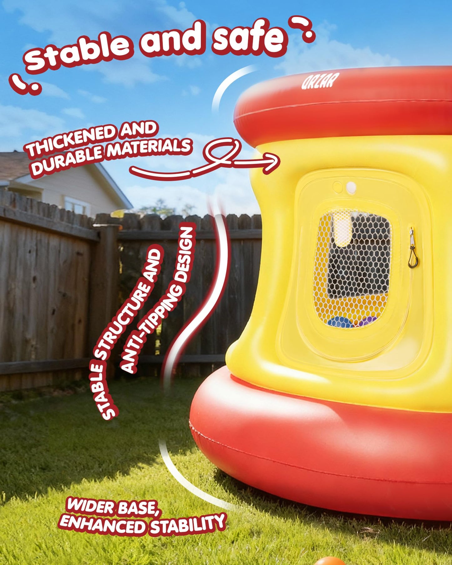 All-in-1 Inflatable Bounce House with 55 Balls for Toddlers 1-3, Playpen, Ball Pit and Trampoline, Thickened Matte PVC, Safety Net, 3-Min Setup with Air Pump for Kids Indoor and Outdoor Play(51'')