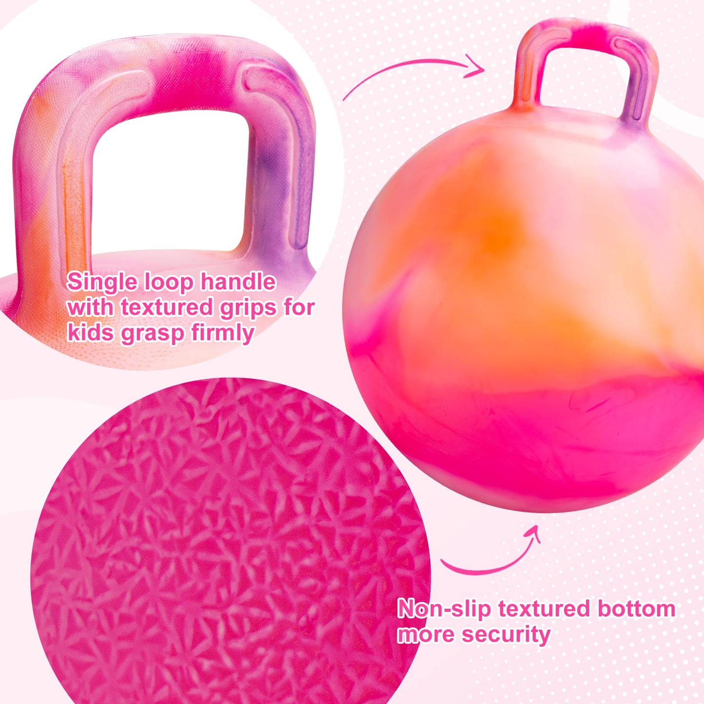 ZOOJOY Clouds Hopper Ball, Hopping Toys for Kids, 20 Inch Bouncy Ball with Handle for Boys Girls Aged 6-12, Inflatable Clouds Bounce Hopper Toy with Pump