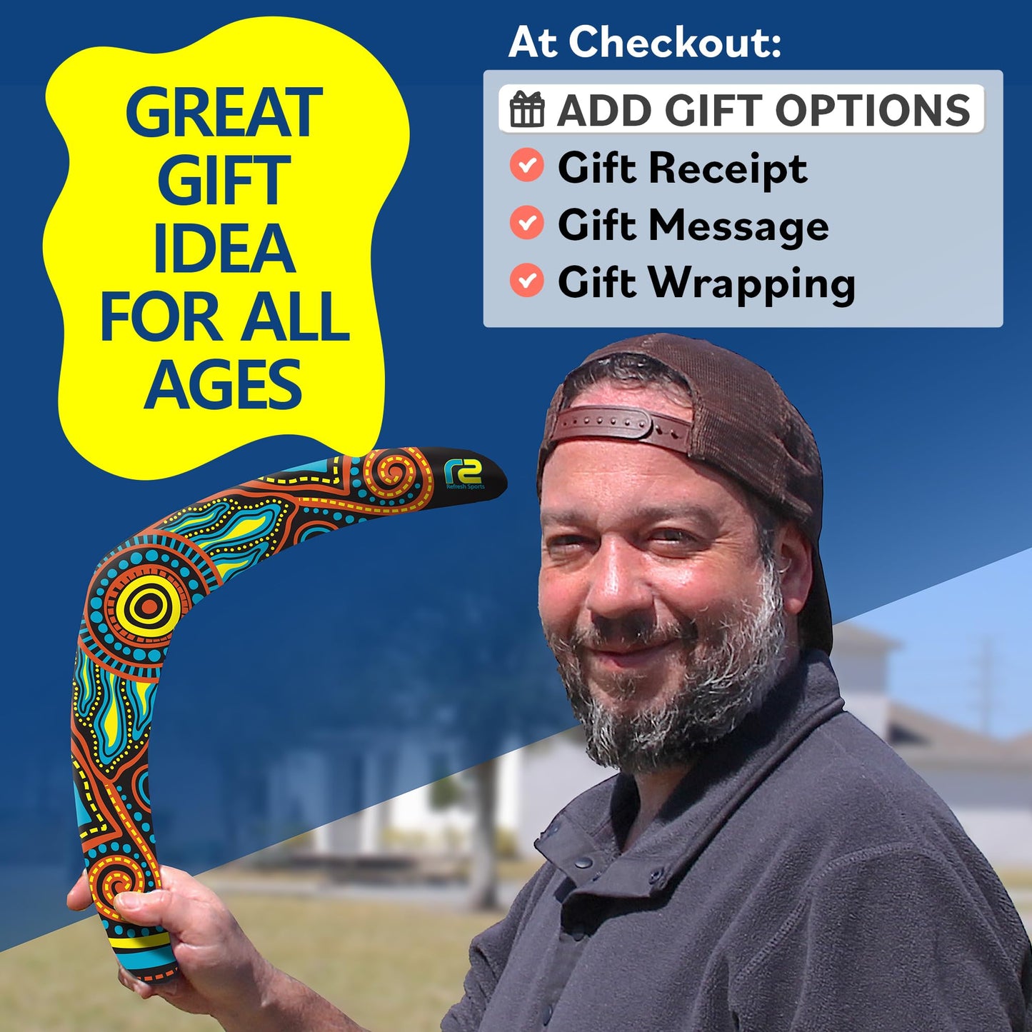 Outdoor Flying Boomerang Toy for All Ages - Outside Beach Games for Adults & Toys for Kids - Fun Outdoor Backyard Toys for Boys - Soft Boomerangs Pool Game & Birthday Gift Ideas for Boys & Girls