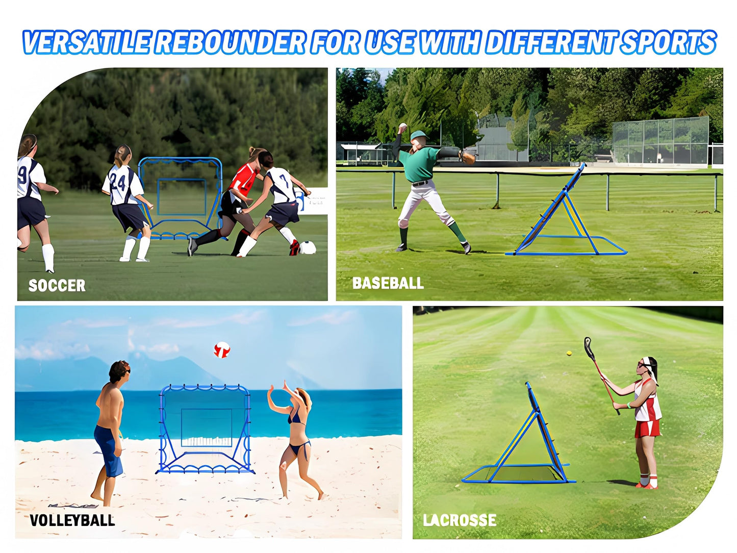 4x4FT Soccer Baseball Rebounder Net, Quick-Switch Angle Softball Pitch Back Net Volleyball Soccer Training for Control, Passing Practice, Bounce Back Rebounder Gifts & Equipment for Kids,Teens & Adult