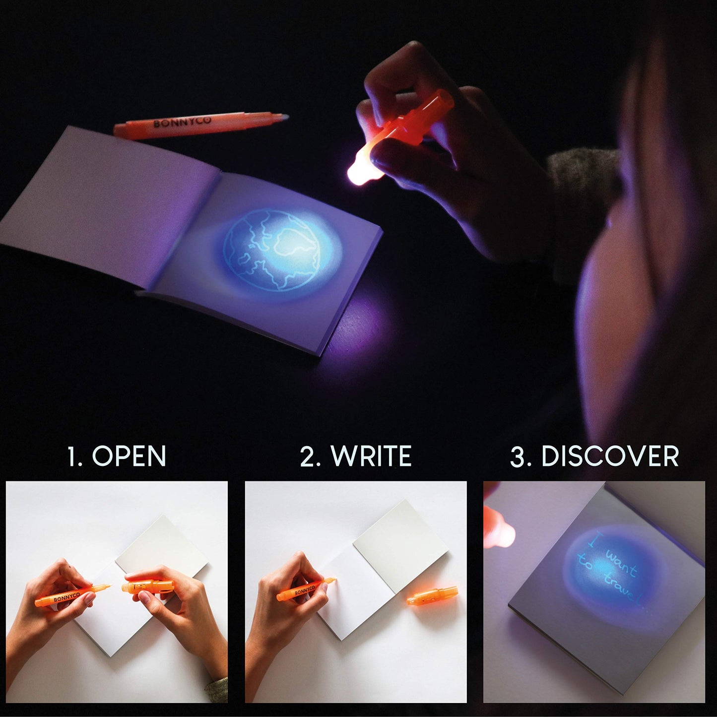 BONNYCO Invisible Ink Pen and Notebook Pack 32, Party Favors for Kids. Magic Spy Pen Goodie Bags Stuffers for Kids, Goody Bag Stuffers Pinata. Return Gifts Birthday Party, Classroom Prizes Students