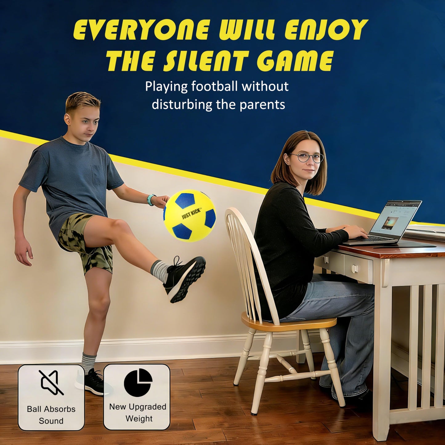 SRG Silent Foam Soccer Ball Size 5 Pro – New Upgraded Weight Indoor Soft Soccer Training House Ball | Airless Soccer for Dribbling & Footwork Practice Gift in Premium Box