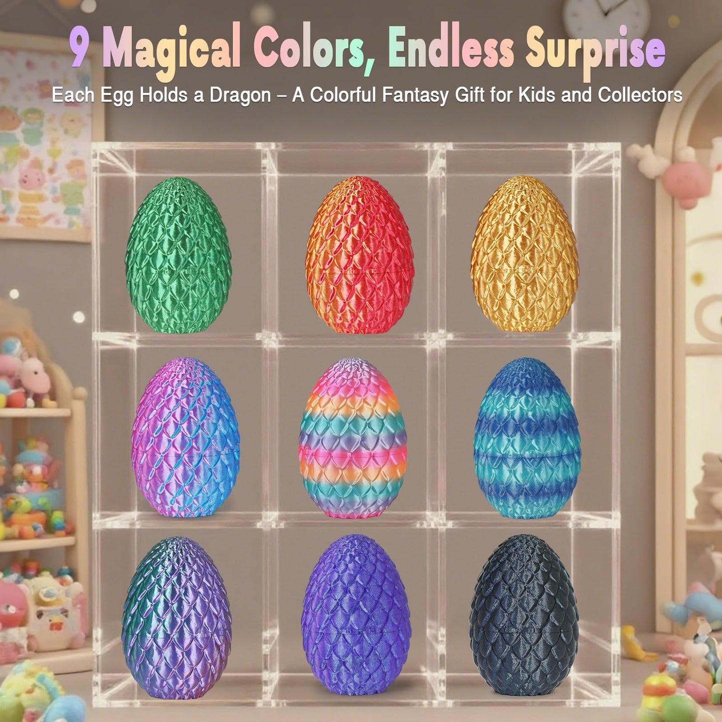 Large Dragon Eggs with Dragon Inside, 3D Printed Surprise Funny Gifts for Kids, Articulated Dragon Fidget Toys for Adults, Executive Desk Toys Office Room Décor (Orange Red)