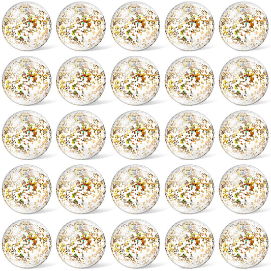 Hungdao 25 Pcs Inflatable Glitter Beach Ball 8 Inches Mini Clear Floatable Confetti Ball for Kids Bulk Swimming Pool Theme Party Toy for Hawaiian Theme Party Decorations Favors Supplies(Gold)