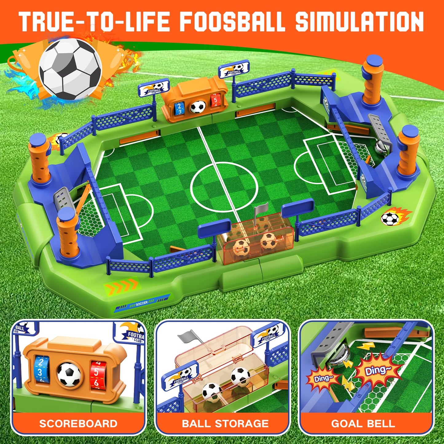 Mini Foosball Table Game for Kids – Soccer Board Game, Portable Tabletop Pinball Interactive Sports Game, Indoor Family Party Birthday Gift Educational & Active Toy for Boys Girls Ages 3+