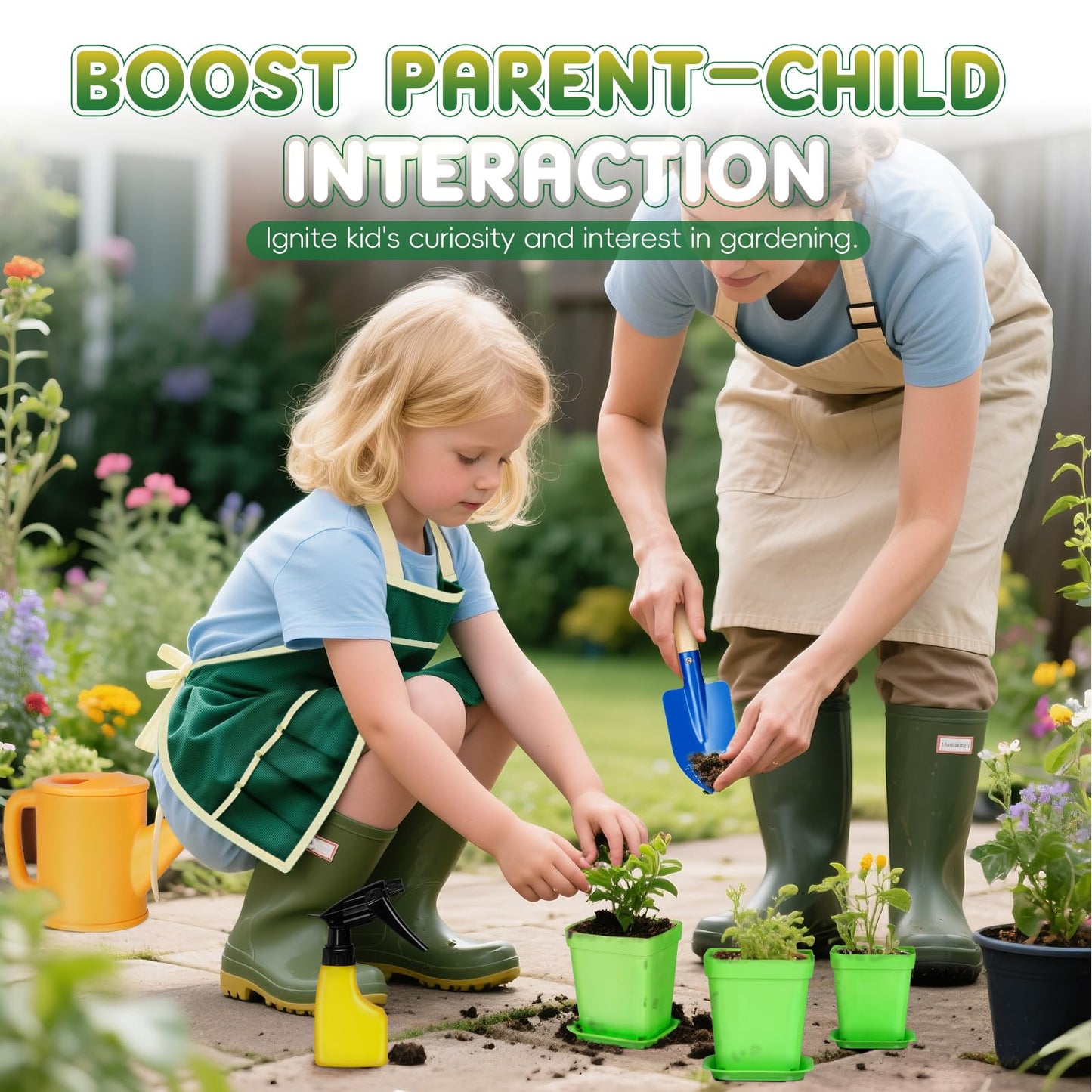 Kids Gardening Tool Set, 20PCS Gardening Toys Includes Metal Rake,Fork,Trowel,Apron,Gloves,Watering Can,Tote Bag, Garden Tool Kit for Kids, Outdoor Toys Gift for Boys Girls