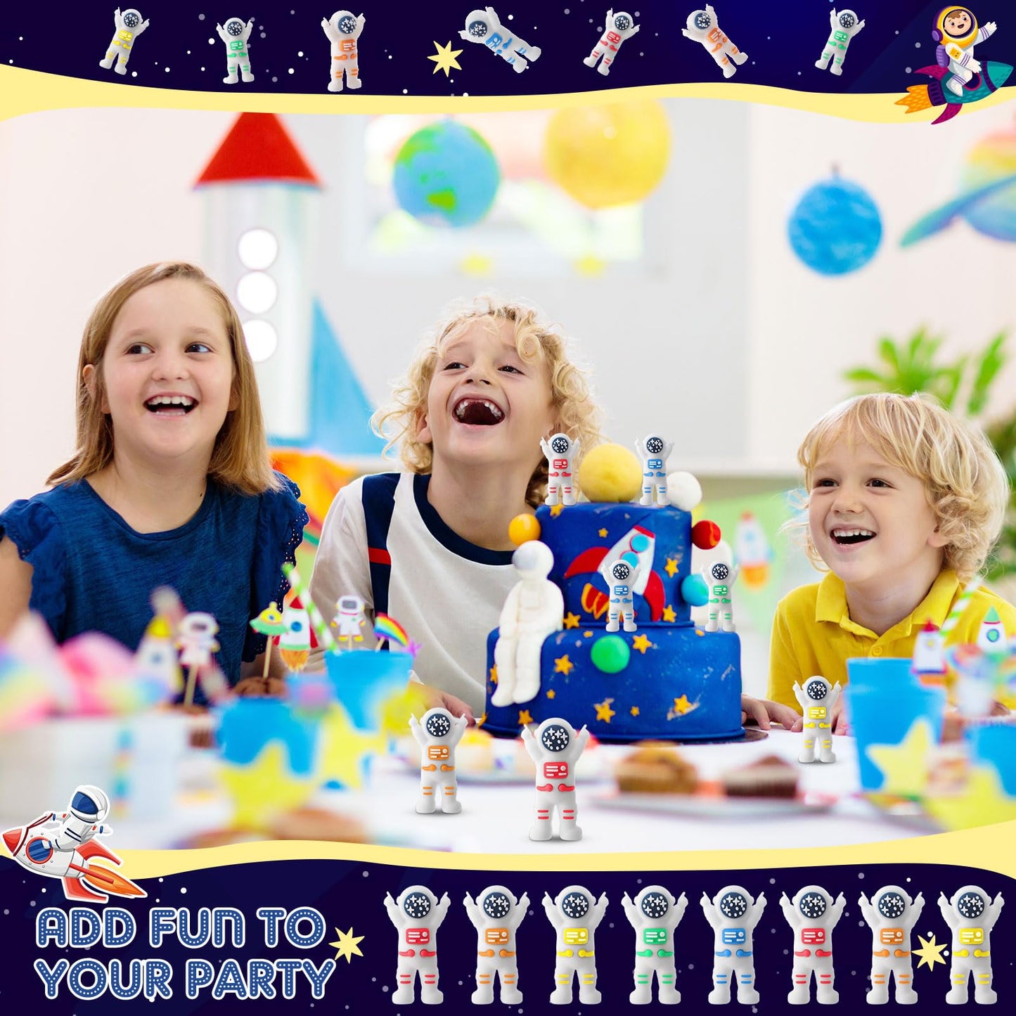 Sonwyoung 50 Pcs Mini Astronaut Figurines, Miniature Astronaut Toy Spaceman Figures for Space Party Favor Kids Birthday Piñata Classroom Gift Prize Reward Goodie Bag Cupcake Topper (Multicolor)