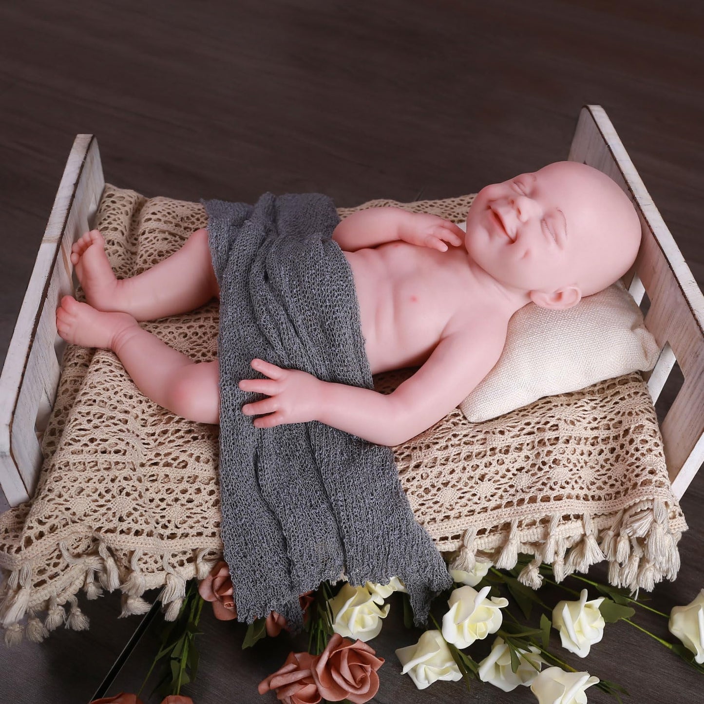 SERENDOLL 18.5 inch Realistic Full Silicone Baby Doll Can Drink Water, Lifelike Reborn Baby Dolls, Toy, and Collectible Bald Boy (Drinkable Boy)